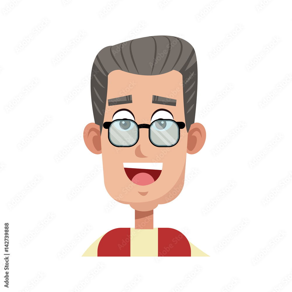 old man with glasses cartoon icon over white background. colorful design. vector illustration