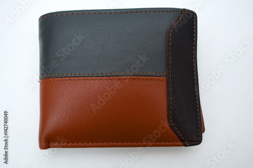 Photographing black and brown wallet on a white background