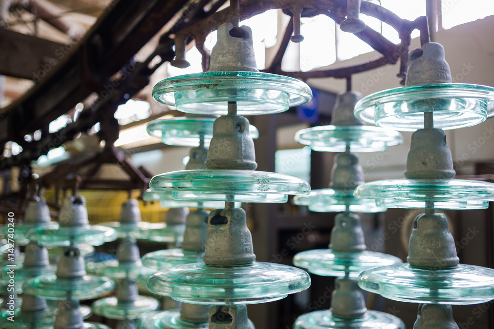 production of parts for glass insulators. in the workshop production of parts for glass insulators. in the workshop