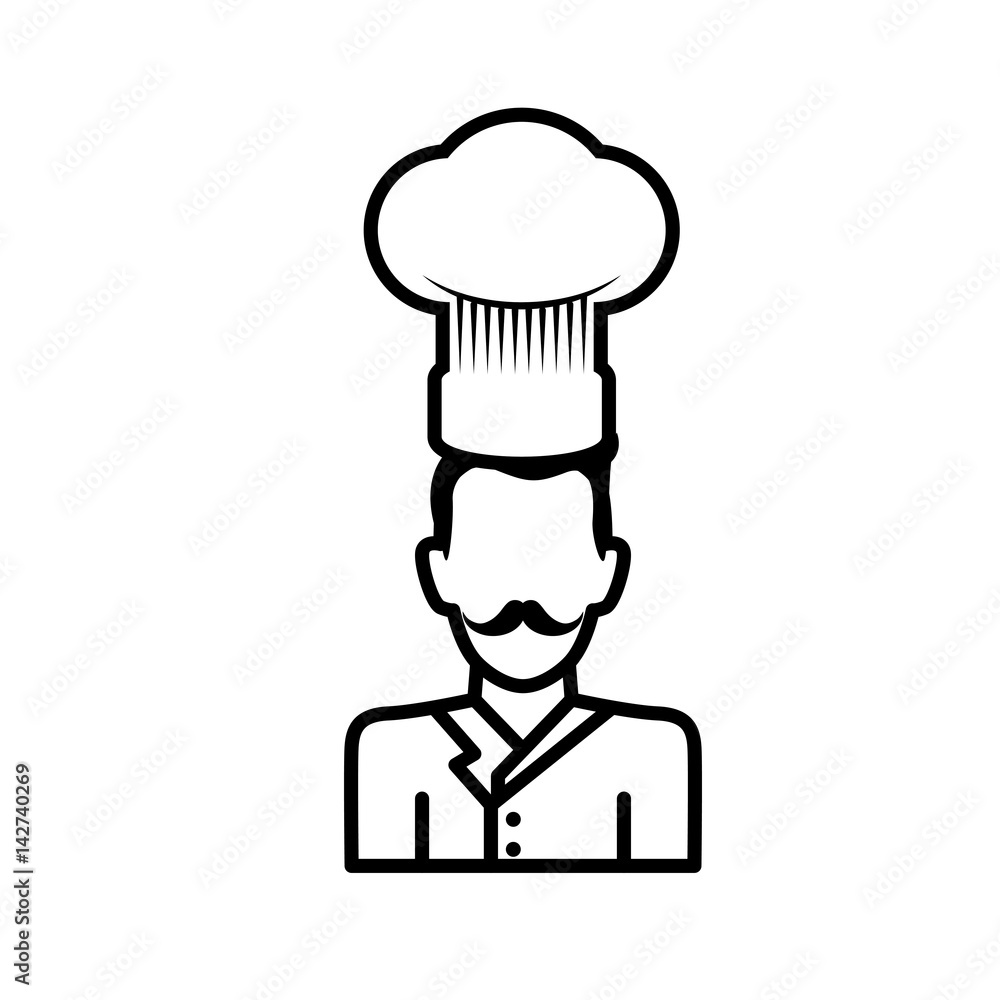 chef mustache hat vector icon illustration draw chef mustache hat vector icon illustration draw