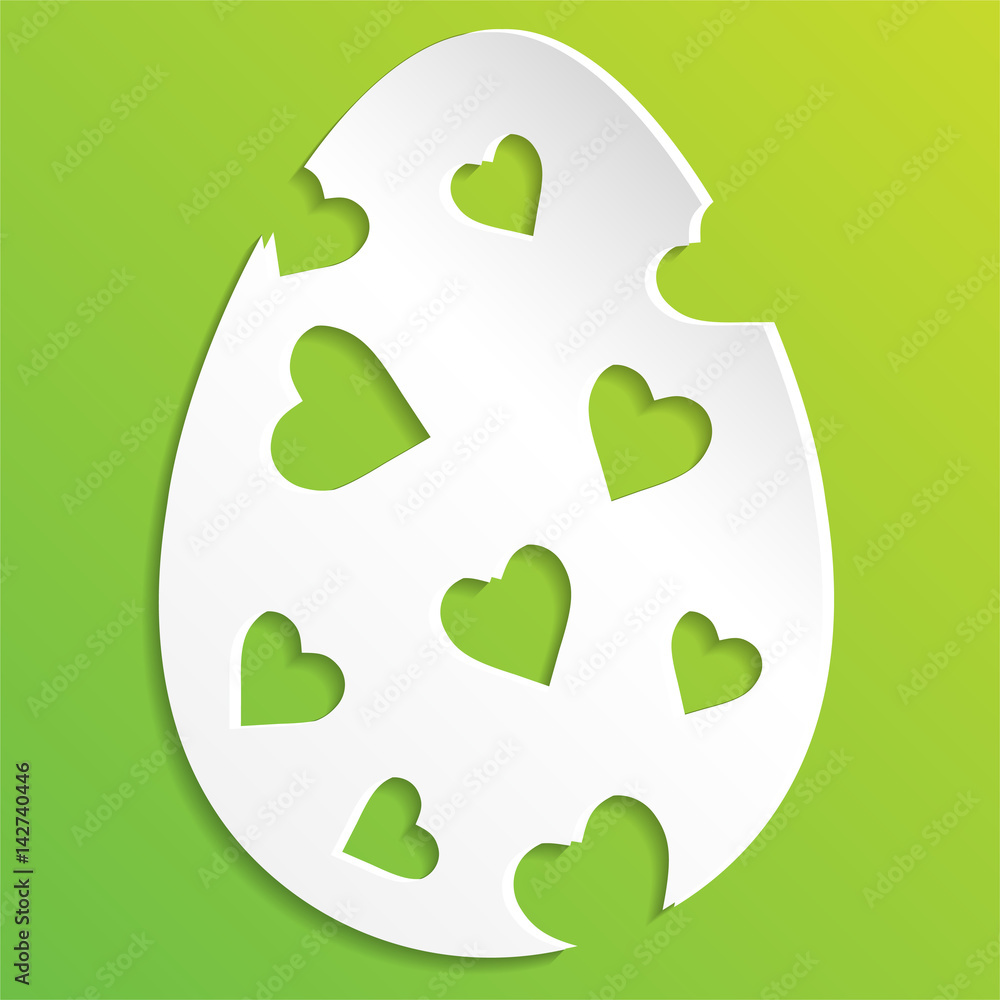 Easter eggs isolated on white background. Illustration of a decorated Easter egg with green background. cut paper Easter egg Easter eggs isolated on white background. Illustration of a decorated Easter egg with green background. cut paper Easter egg