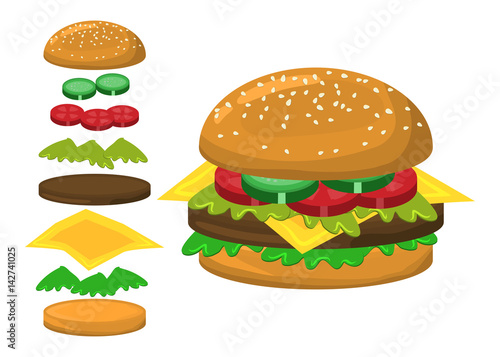 hamburger parts vector symbol icon design.