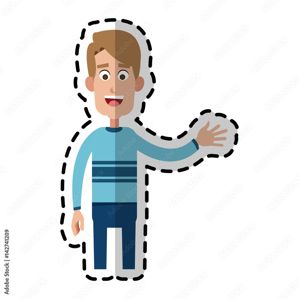 happy handsome blonde man waving hand cartoon icon image vector illustration design happy handsome blonde man waving hand cartoon icon image vector illustration design