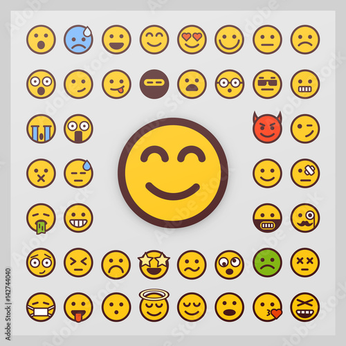 Set of emoticon vector isolated on white background. Emoji vector. Smile icon collection.
