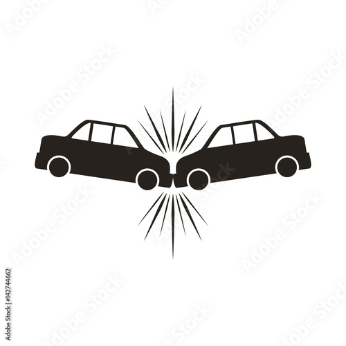 cars crashing accident pictogram vector icon illustration