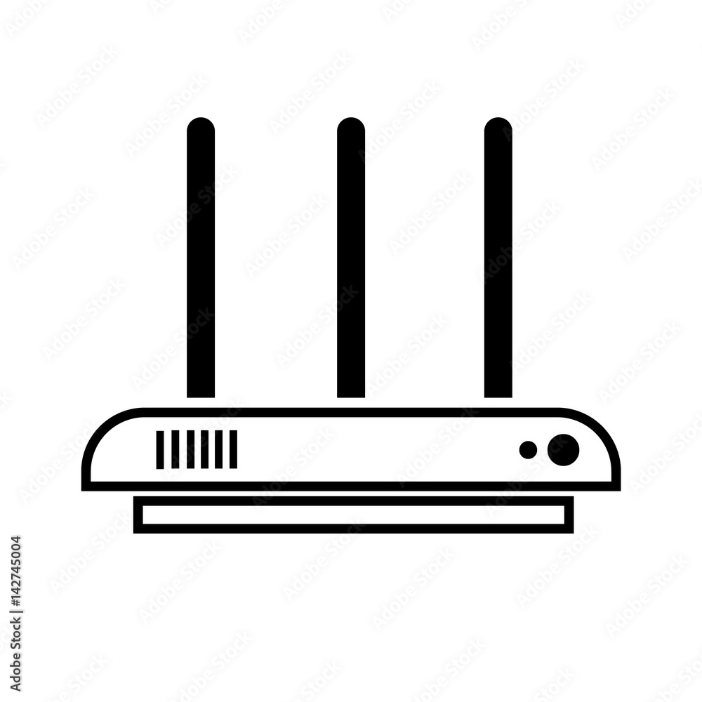 Silhouette of WI-FI router. Isolated on white Silhouette of WI-FI router. Isolated on white