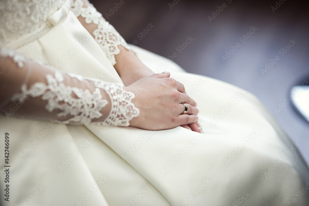 Morning of the bride, the bride wears a dress,a beautiful dress Morning of the bride, the bride wears a dress,a beautiful dress