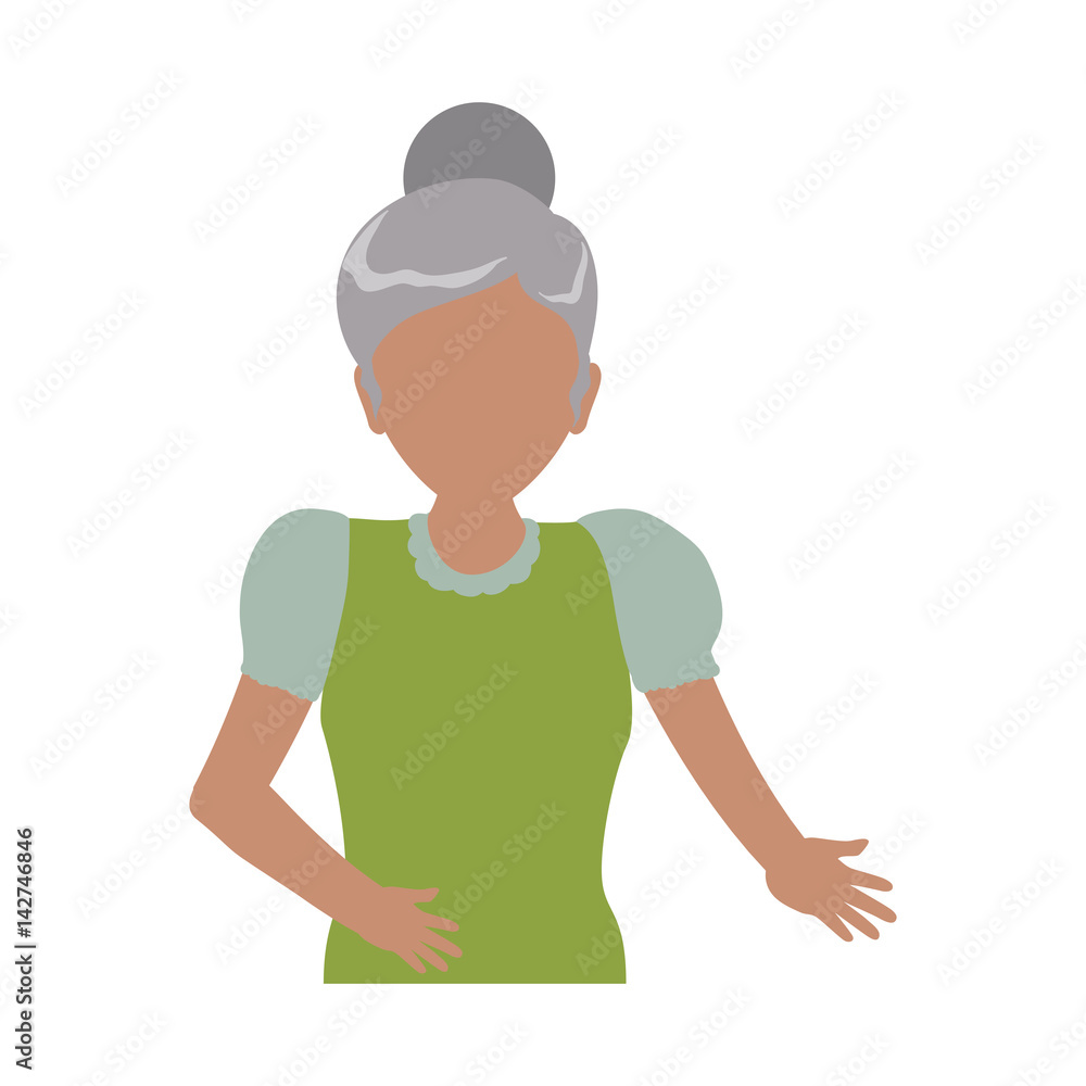 grandmother elder person faceless vector icon illustration