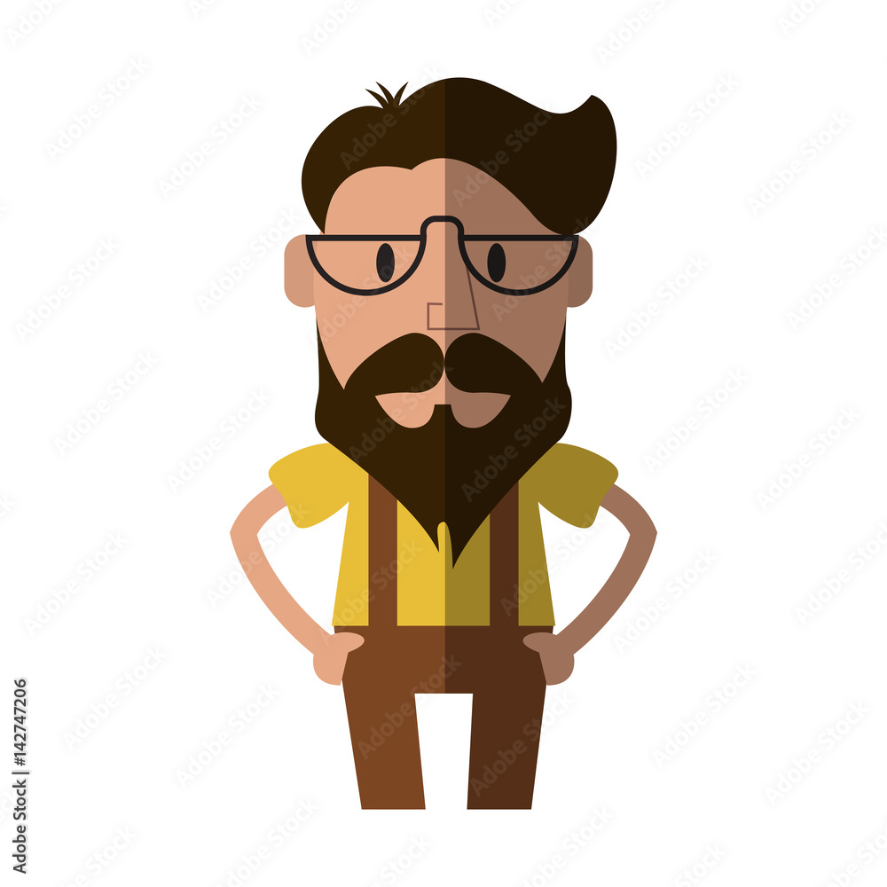 man with beard and glasses cartoon icon over white background. hipster lifestyle concept. colorful design. vector illustration man with beard and glasses cartoon icon over white background. hipster lifestyle concept. colorful design. vector illustration