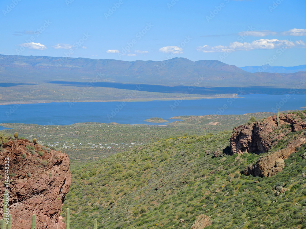 Two Mesas and a Cloud Shadow Over Roosevelt Lake