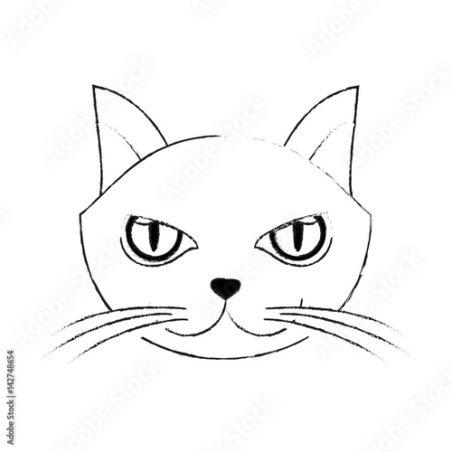 Fototapeta Naklejka Na Ścianę i Meble -  cat icon silhouette over white background, vector illustration design