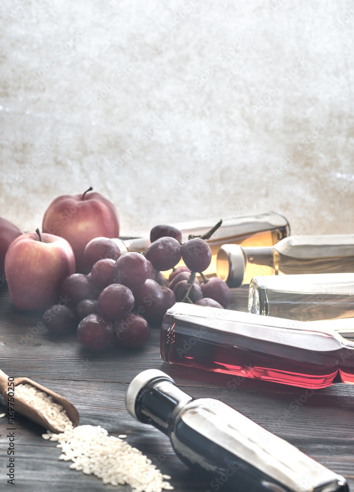 Obraz premium Bottles with different kinds of vinegar