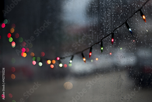 Wallpaper Mural Colorful christmas bokeh led light at night rainy day Torontodigital.ca