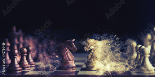 horse war at chess with sand storm photo