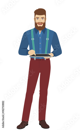 Hipster using digital tablet PC