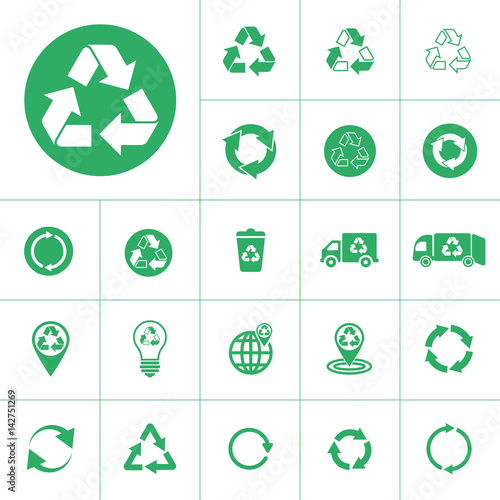 recycle icon set, circular arrows