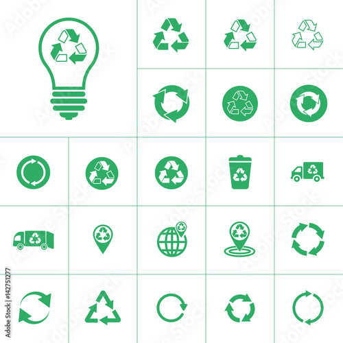 recycle icon set, circular arrows