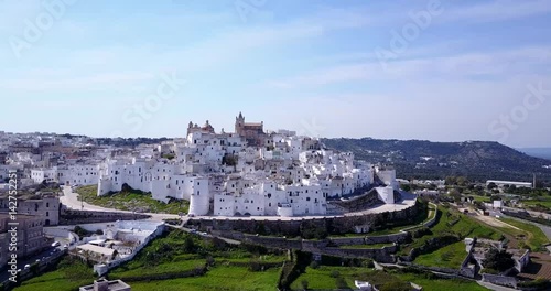 Aerial, drone shot - Ostuni city, Apulia,Italy.