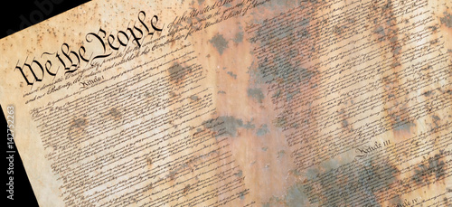 Preamble of the Constitution of the United States Worn and Tired