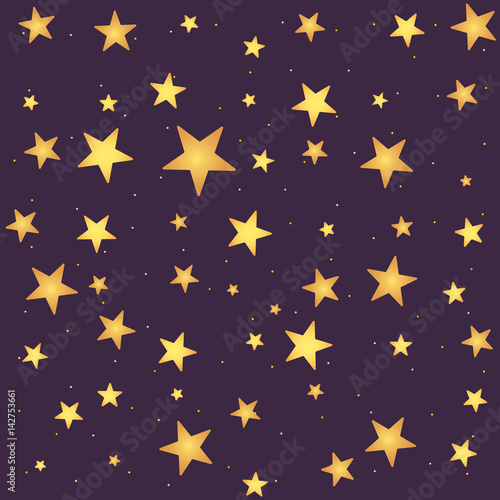 Seamless vector pattern with yellow gradient stars. Repeating background in cartoonish childish style.