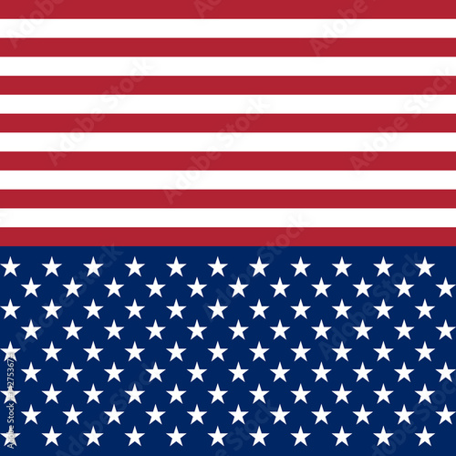 USA flag star vector seamless pattern background. White and red stripes and stars on dark blue background.