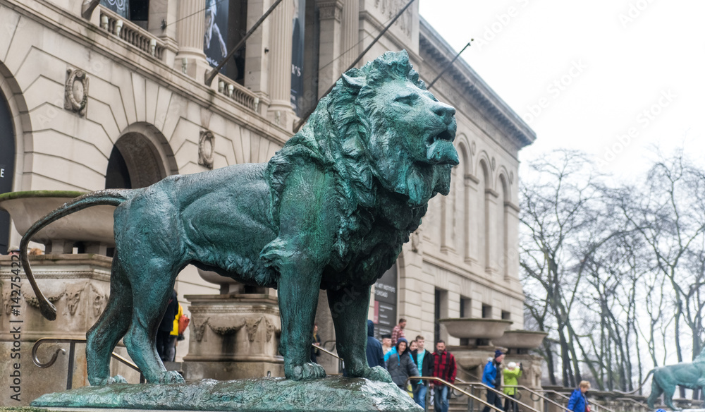 Photography Chicago lion statue