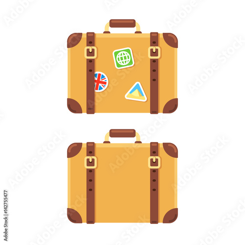 Vintage leather suitcase with stickers