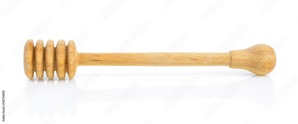 wooden honey stick isolated on white background wooden honey stick isolated on white background