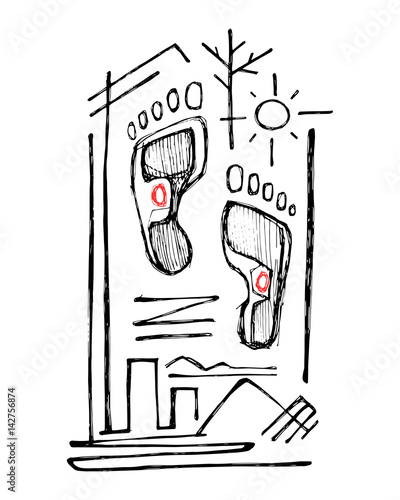 Jesus Christ feet illustration