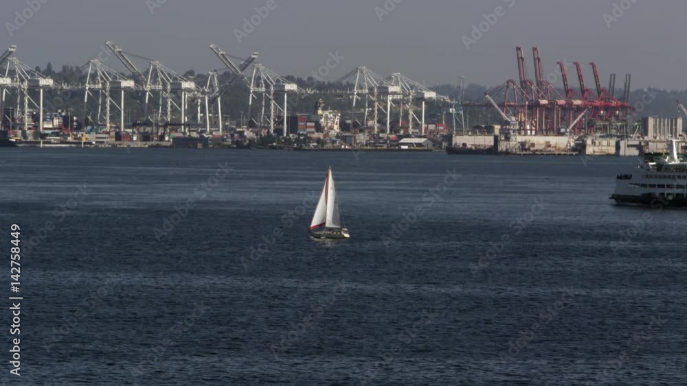 Boats moving through the water on the Puget Sound Boats moving through the water on the Puget Sound