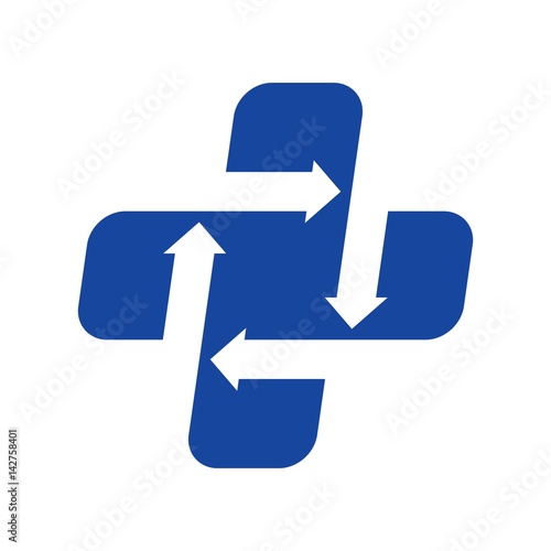 cross and arrow logo vector.