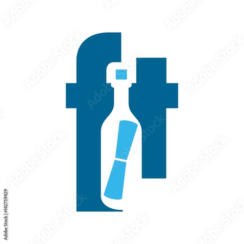 bottle message logo vector. letter f and t logo.
