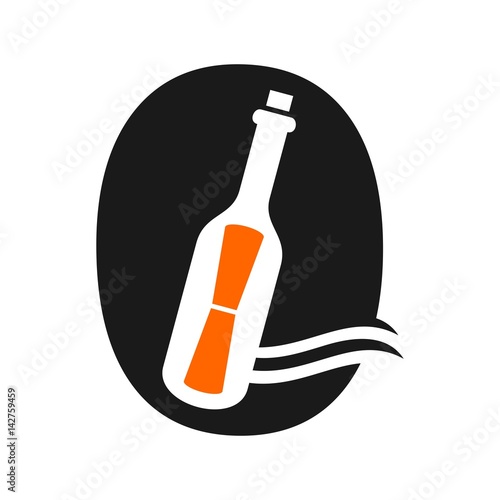 bottle message logo vector.