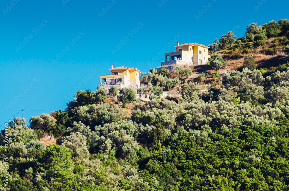 Mediterranean houses on green hill