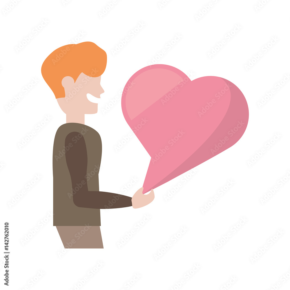 cartoon man with pink bubble speech heart vector illustration eps 10 cartoon man with pink bubble speech heart vector illustration eps 10
