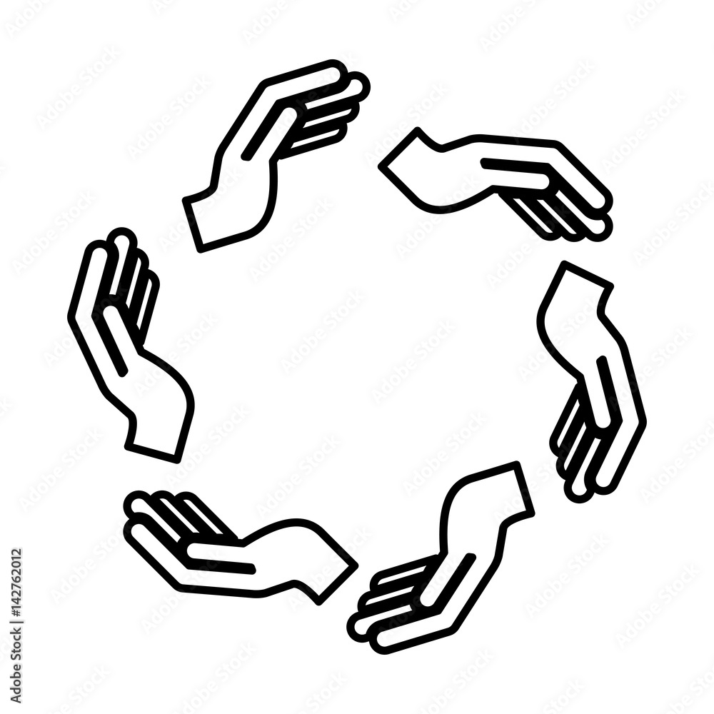 Fototapeta premium hands human around silhouette isolated icon vector illustration design