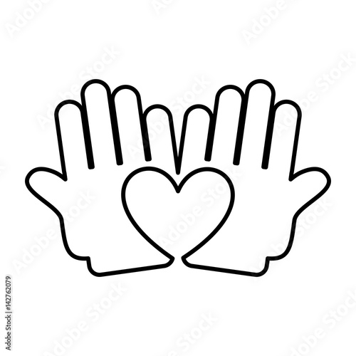 hand human with heart silhouette isolated icon vector illustration design