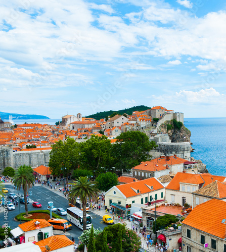 View of old city Dubrovnik, Croatia from city wall