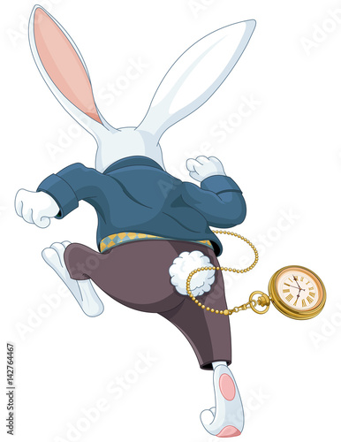 Leinwand Poster White Rabbit Running Away