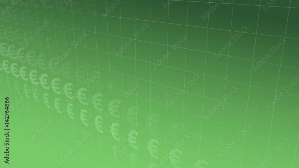 Looping Green Background with Euro Currency Symbols (3d Rendering) Looping Green Background with Euro Currency Symbols (3d Rendering)