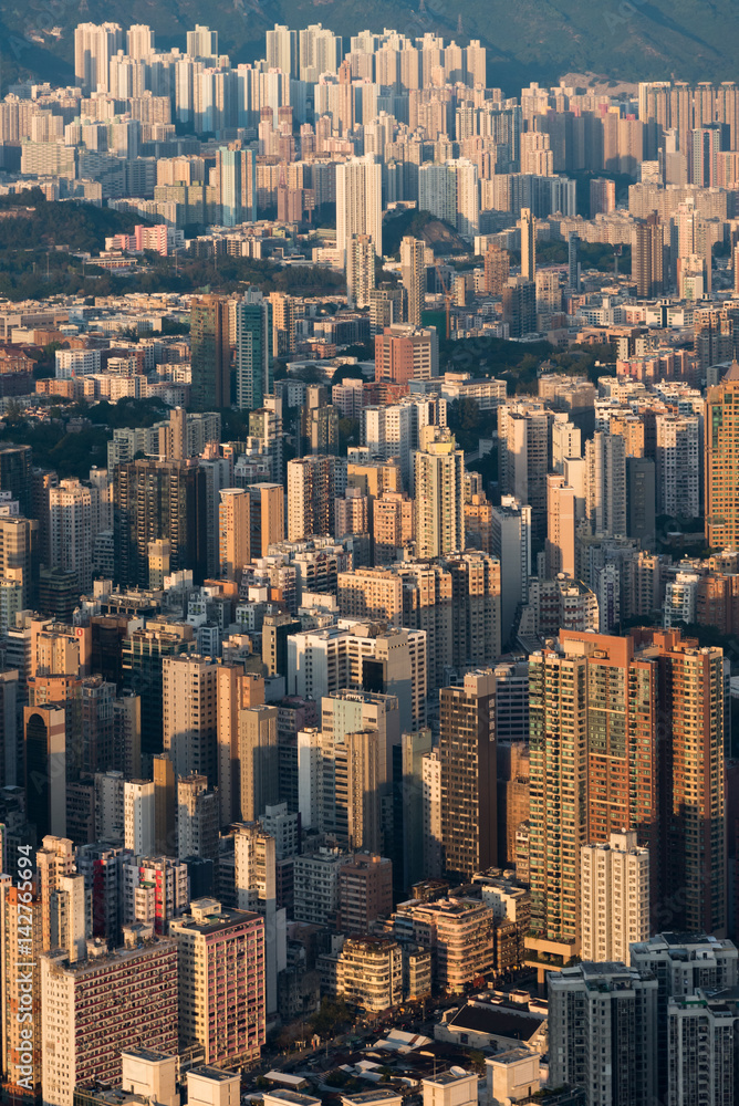 香港の密集したビル群