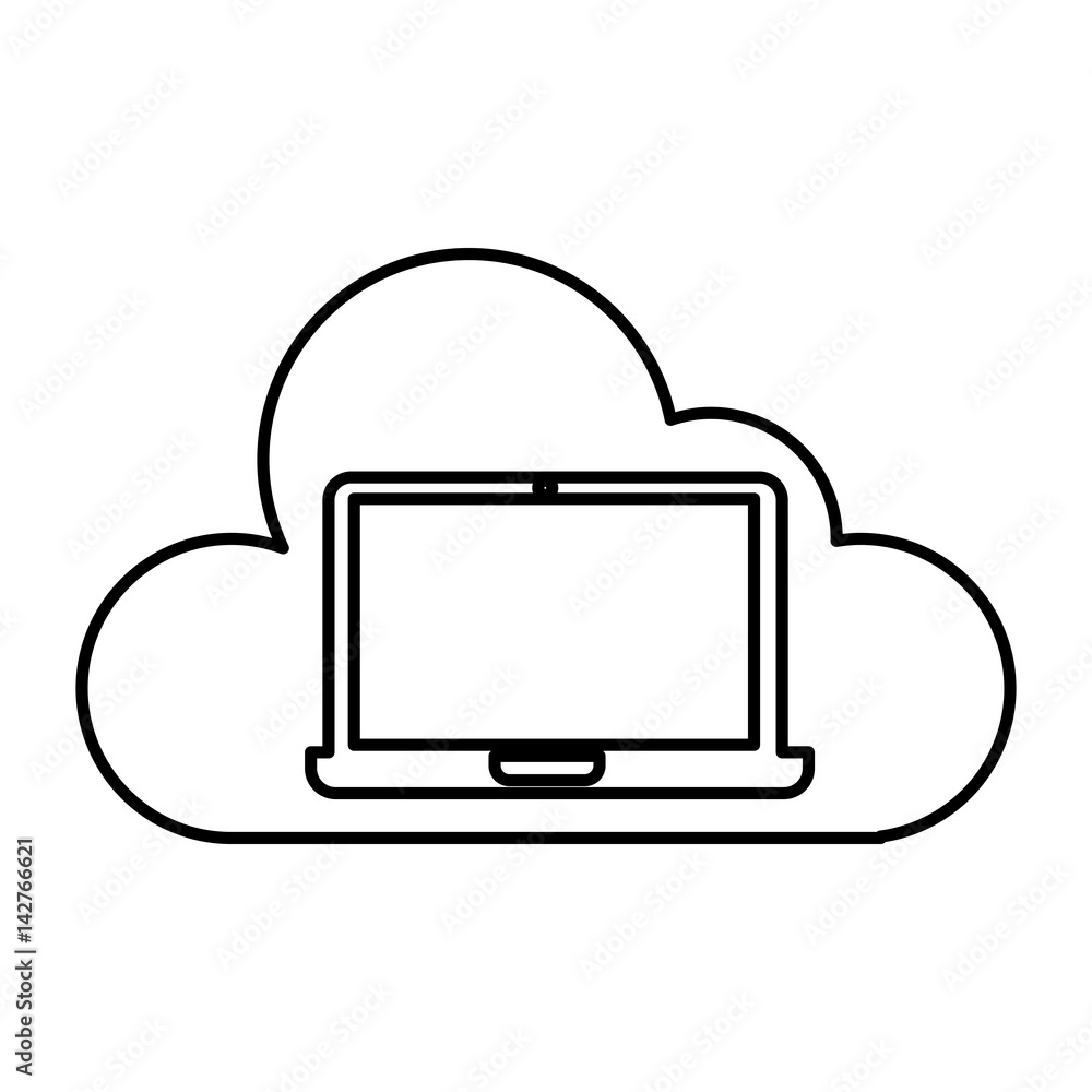 cloud computing with laptop vector illustration design cloud computing with laptop vector illustration design