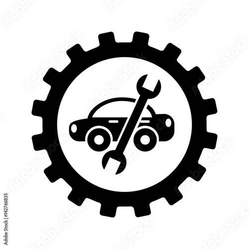 car with wrench mechanic tool icon vector illustration design