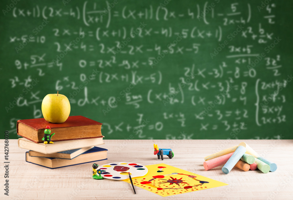 Math class from student school desk Math class from student school desk