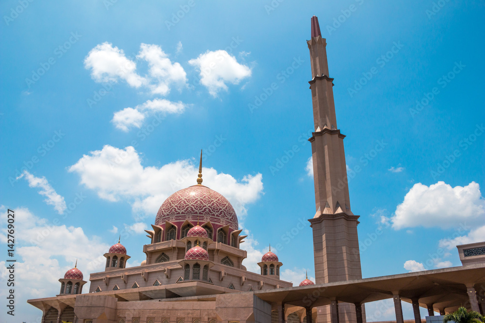 The beutiful Masjid Putra Mosque in Putrajaya city the new Federal Territory of Malaysia.