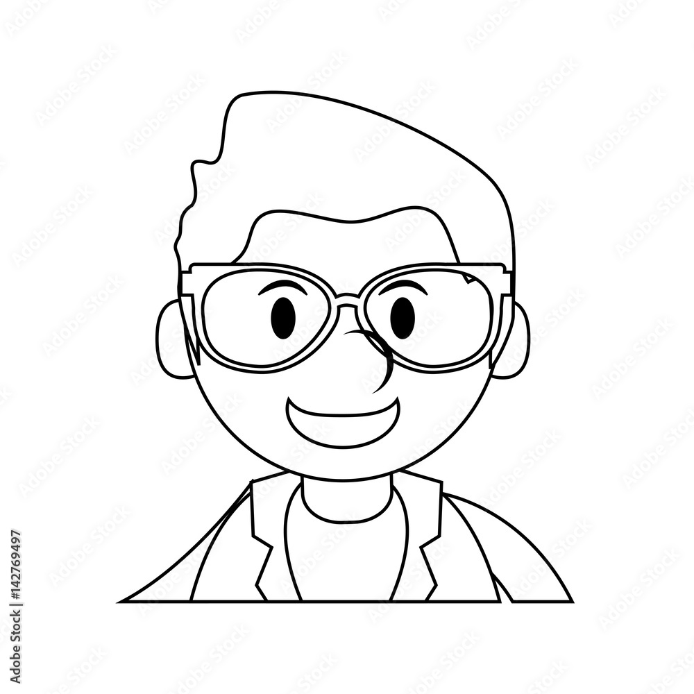 man with glasses cartoon icon over white background. vector illustration
