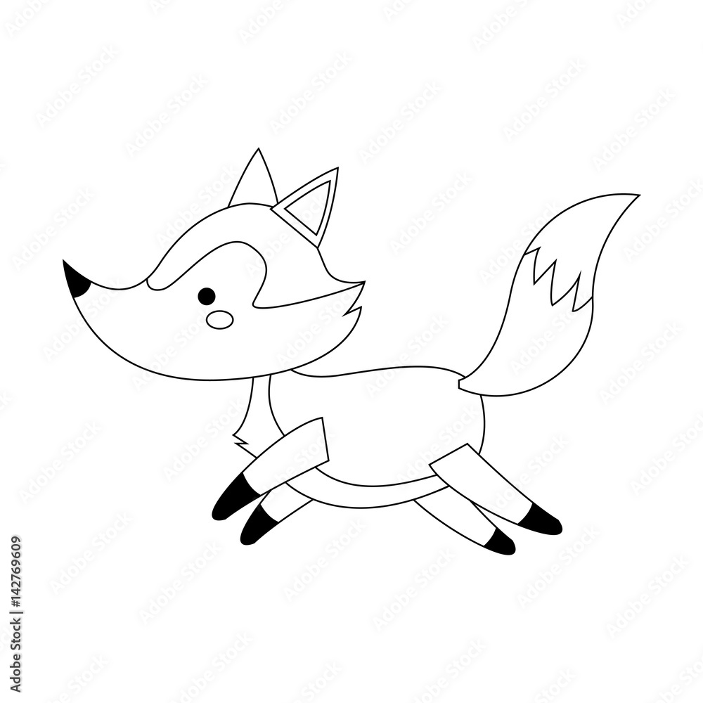 Fototapeta premium cute fox cartoon icon over white background. vector illustration