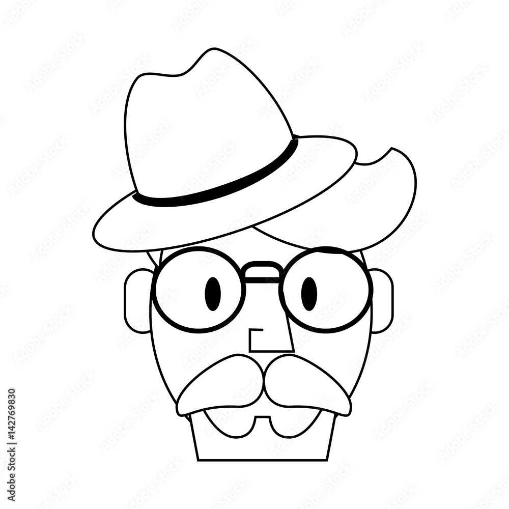 man with beard and glasses icon over white background. hipster style concept. vector illustration man with beard and glasses icon over white background. hipster style concept. vector illustration