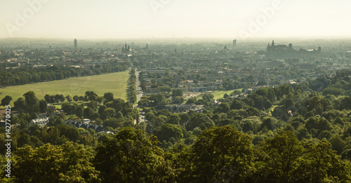 Panoramic skyline of Krakow city, Poland