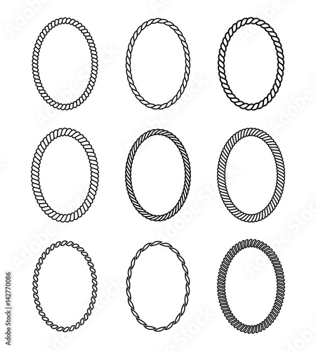 Vector rope set of oval frames.